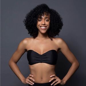 NWT- Swiminista Black ”JOY” bikini braided top with gold hardware- Size Small